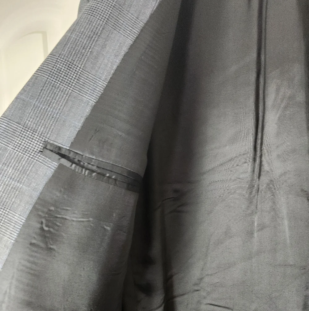 Brooks Brothers Brooksease Gray Plaid Wool Blend Suit Jacket Size 40R